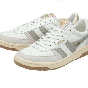 Gola Hawk Sneakers (White and Gray with Gold Highlights) - size 7.5